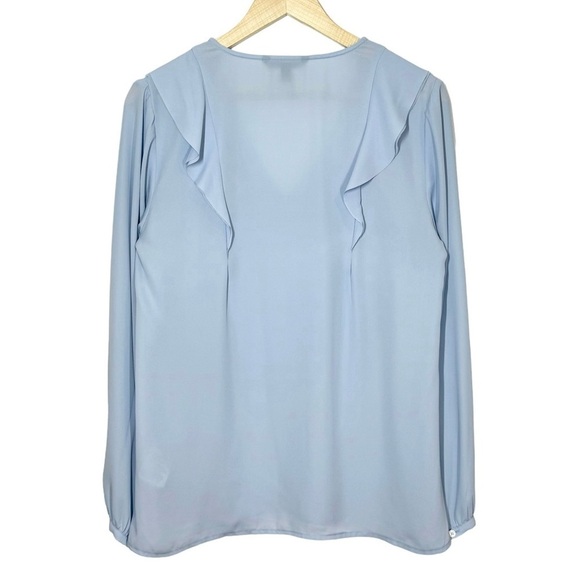 Banana Republic V-Neck Ruffle Blouse with Balloon Long Sleeve Medium - Picture 2 of 7